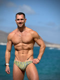 YELLOW STRIPE SKINNY SWIM BRIEF by DEN