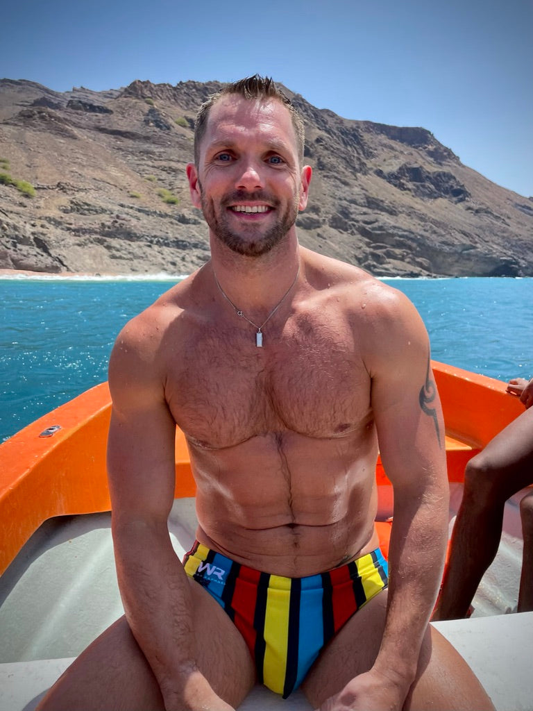RETRO STRIPED SWIM BRIEF by Wear Raphael